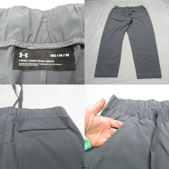 Under Armour Joggers Womens Medium 30x24 Gray Woven Tapered Ankle‎ Loose Hiking - Picture 1 of 14